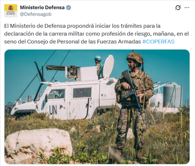 anuncio Defensa profesión militar alto riesgo